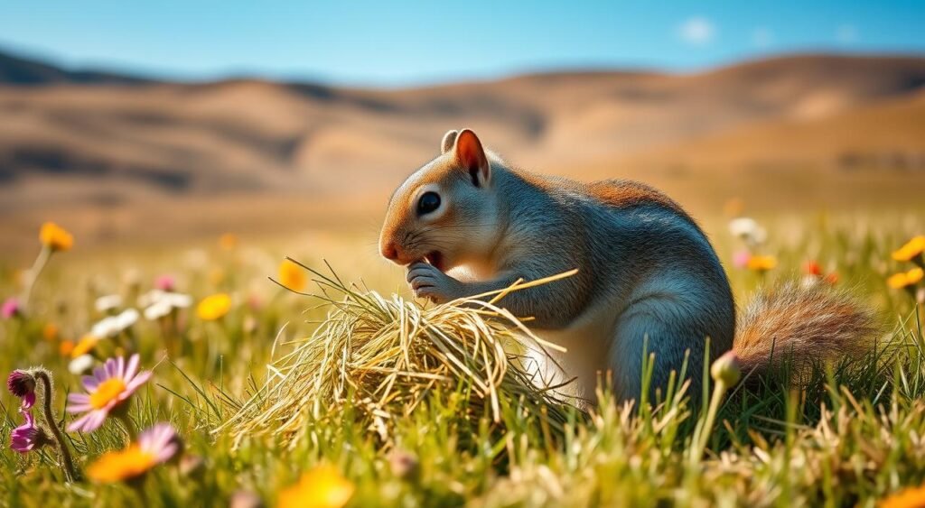 feno para esquilos da Mongólia